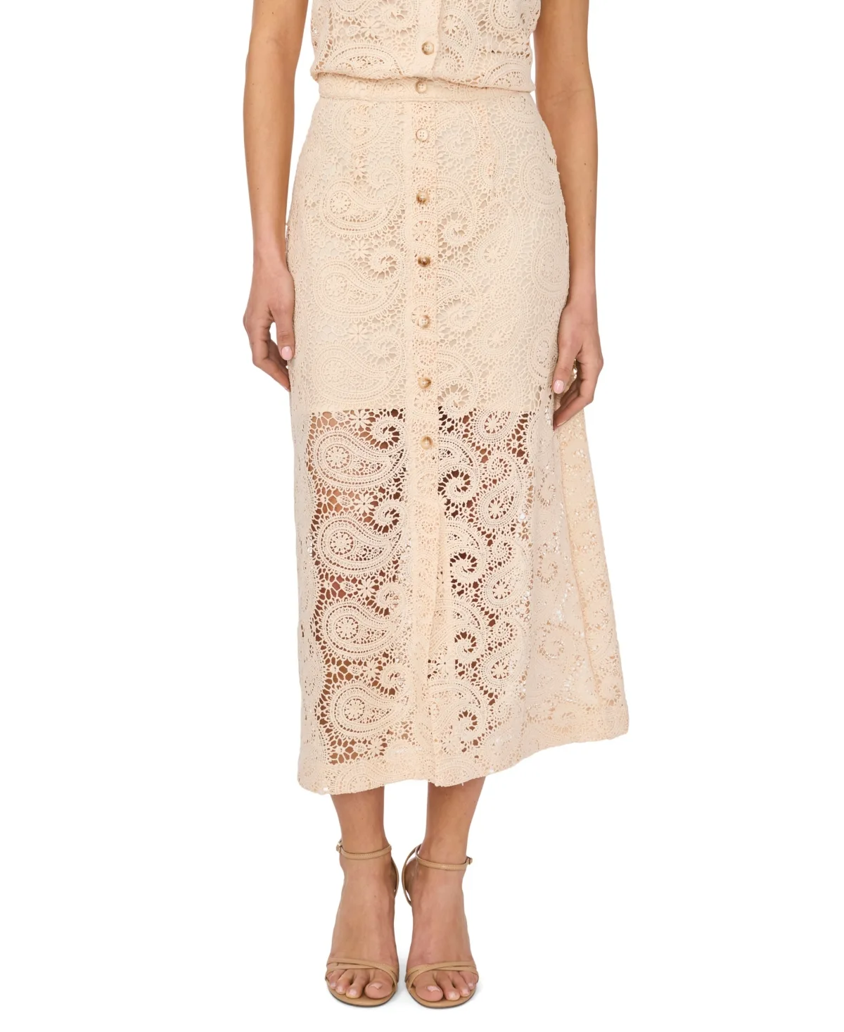 Front Button Midi Skirt by Cece