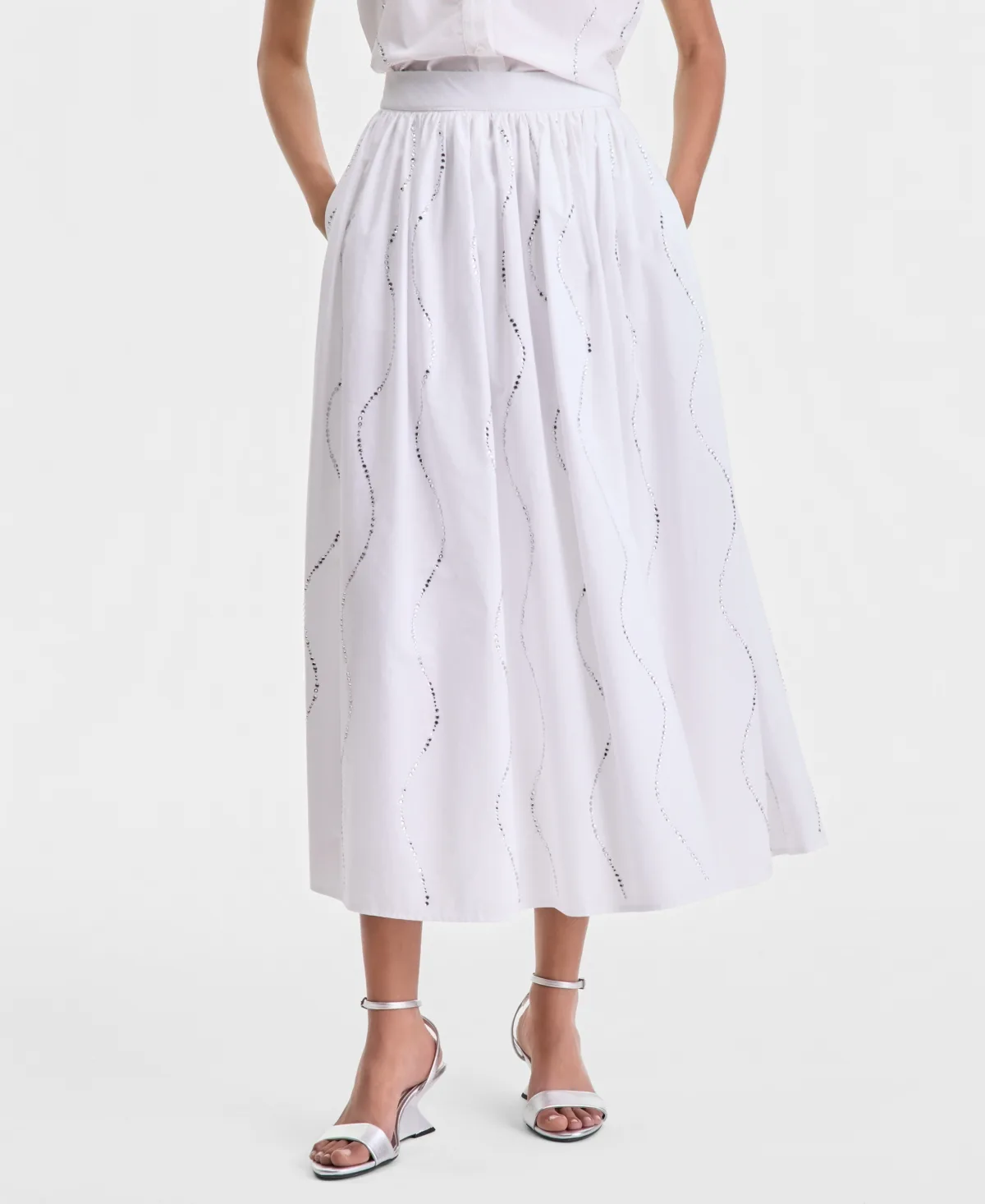 Rhinestone Wave Pull-On Midi Skirt by I.n.c. International Concepts
