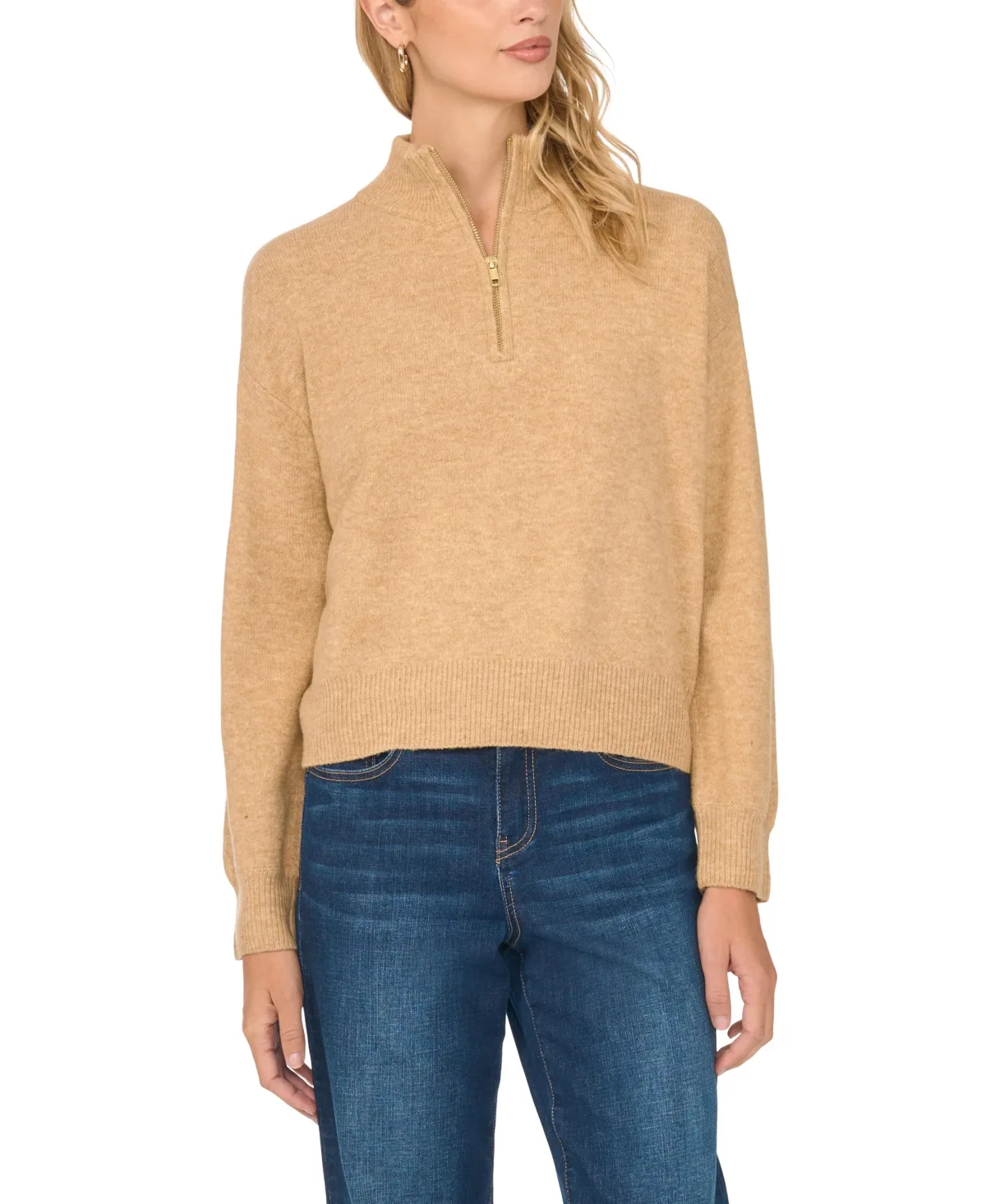 Quarter-Zip Mock-Neck Sweater
