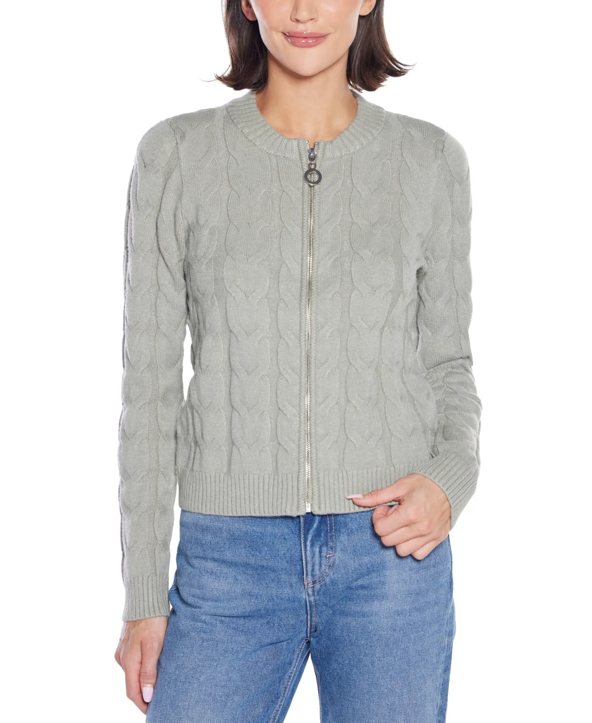 Black Label Zip Cable Sweater by Belldini