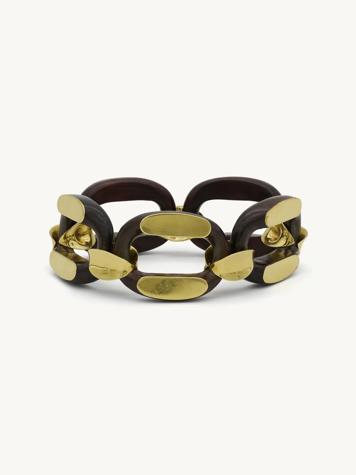 Vintage Gold and Wood Link Bracelet by Gay Frères (circa 1970s)