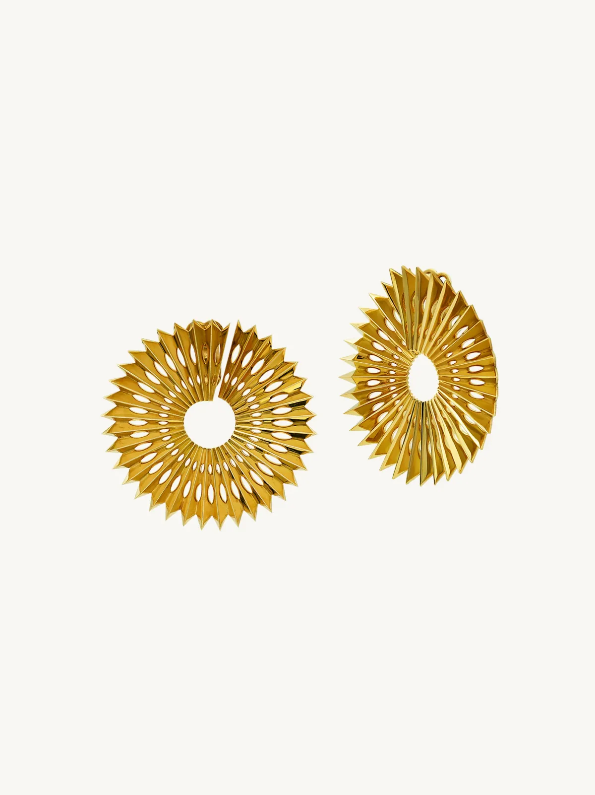 Contemporary Gold Circular Fan Earrings by Lauren Adriana