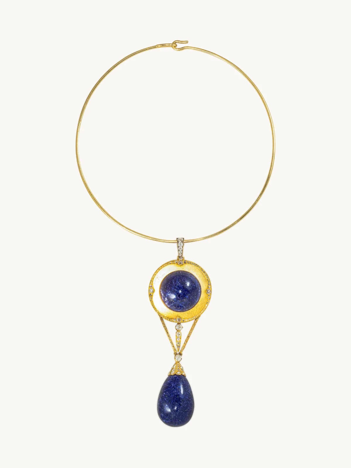 Antique Gold, Lapis, and Diamond Necklace (circa 1860)