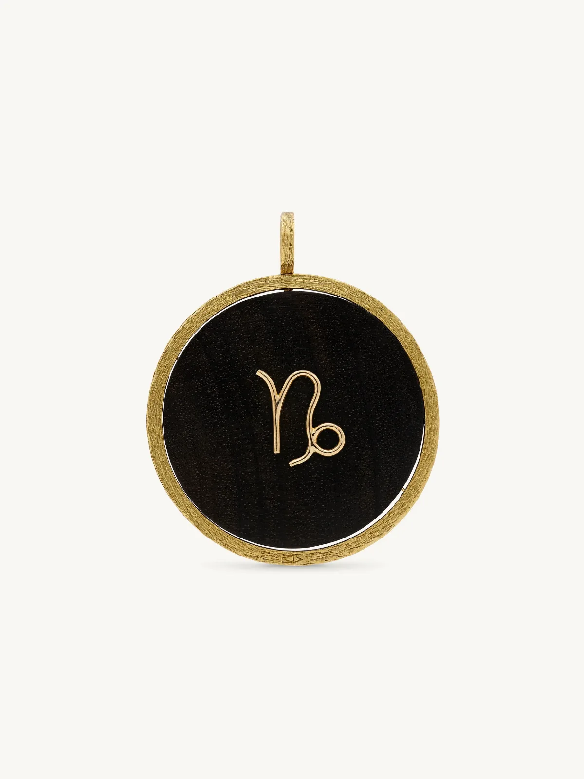 Contemporary Gold and Ebony Wood Capricorn Pendant by Antonia Miletto by Fred Leighton