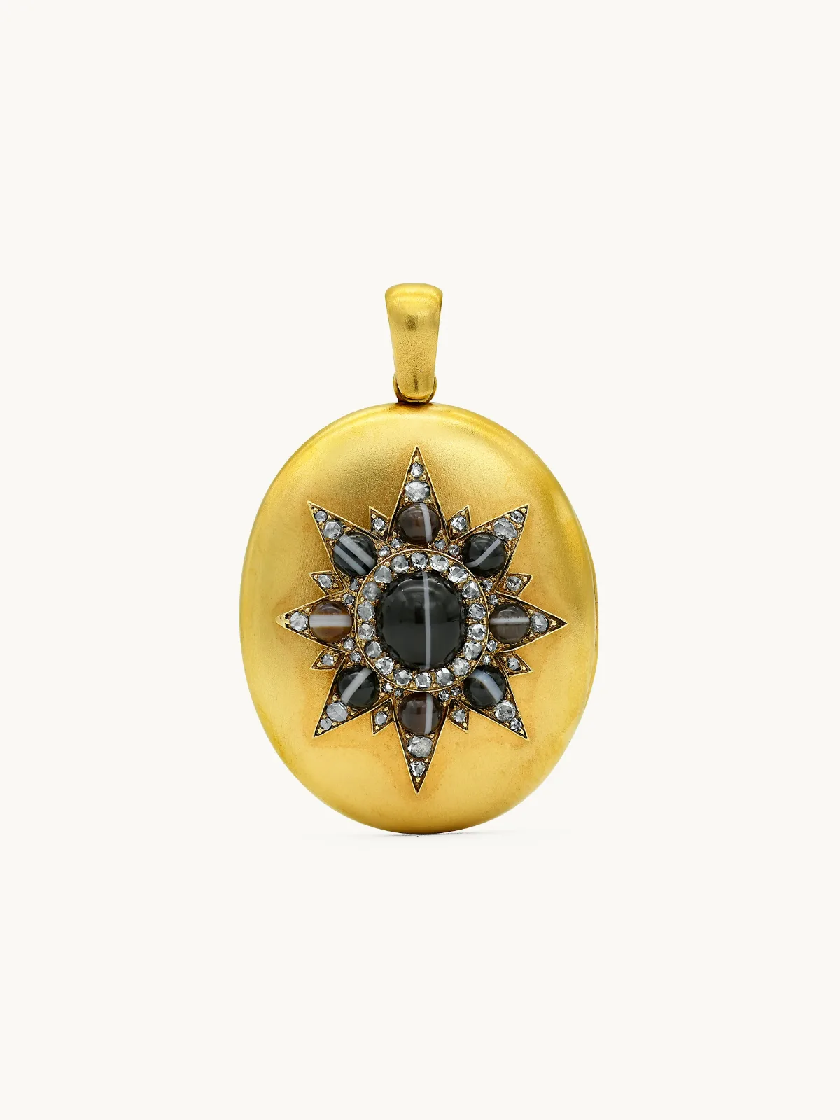 Antique Gold, Agate, and Diamond Star Locket by Fred Leighton