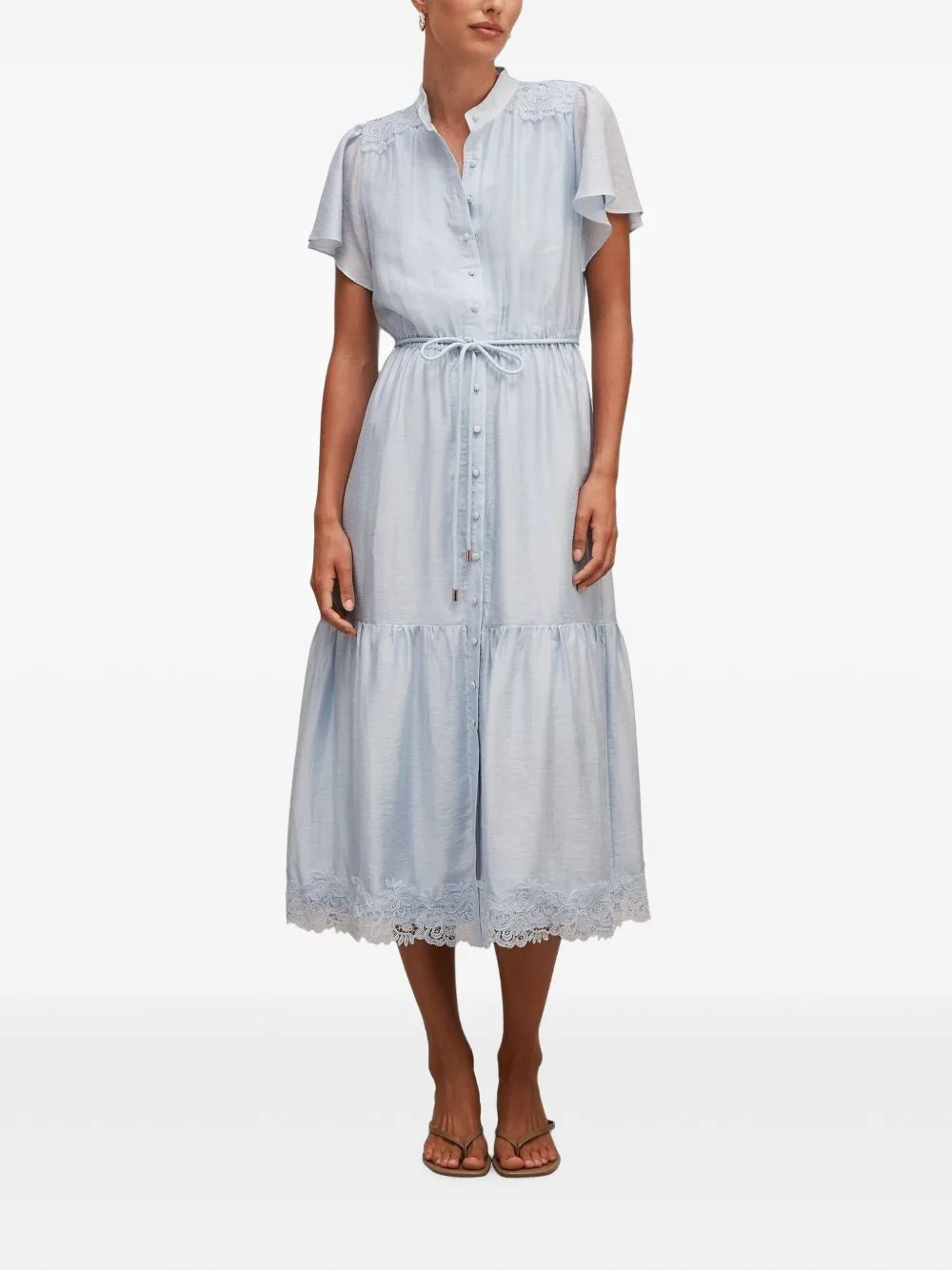 Harriet Lace-Trim Embroidered Midi Dress