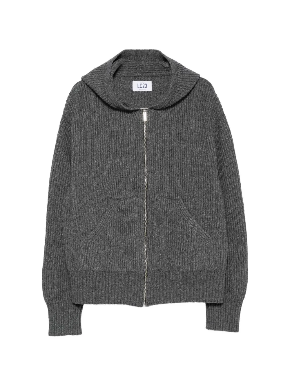 Ribbed-Knit Zip-Up Cardigan by LC23