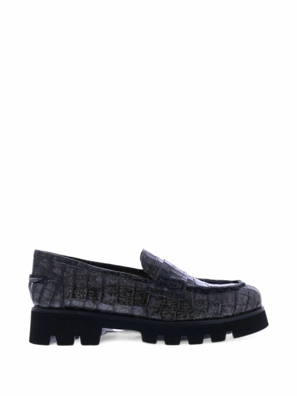 Crocodile-Print Leather Loafers