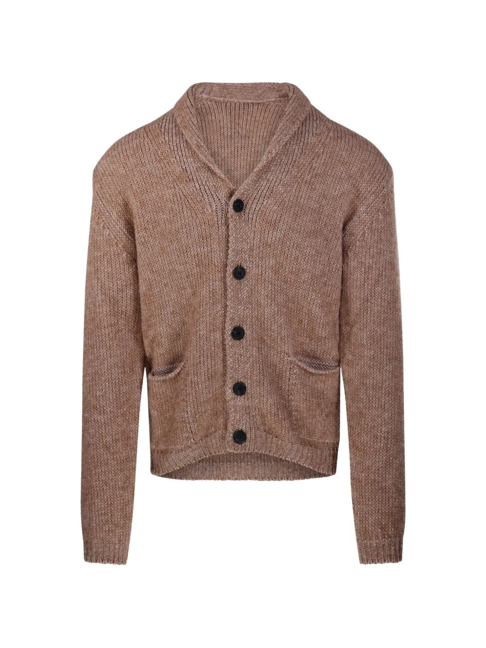 Shawl-Collar Button-Up Cardigan