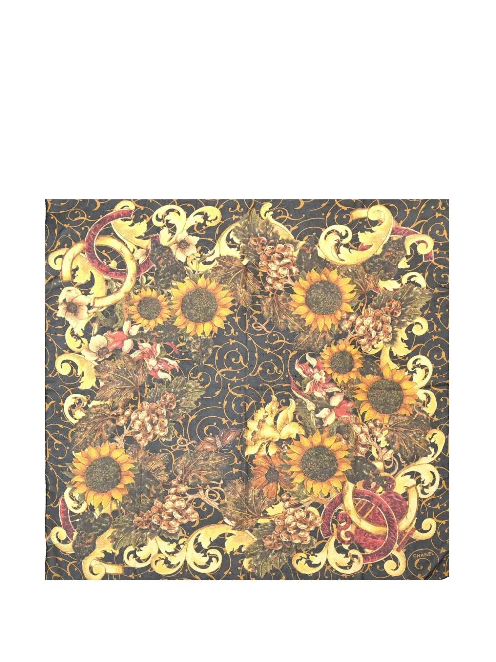 Sunflower-Print Silk Scarf by CHANEL Pre-Owned