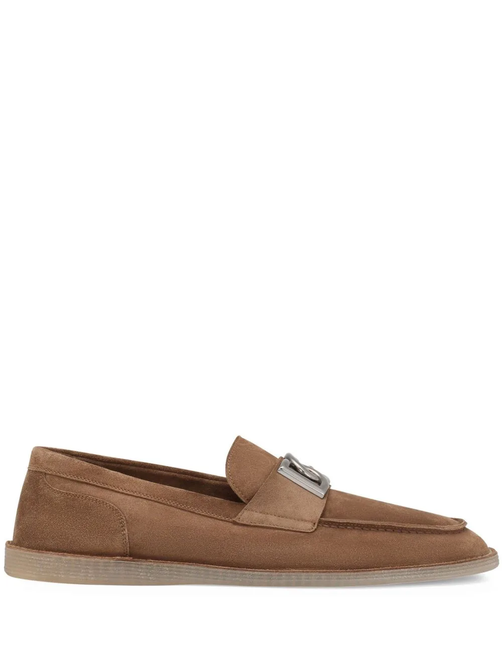 Logo-Plaque Suede Loafers by Dolce & Gabbana