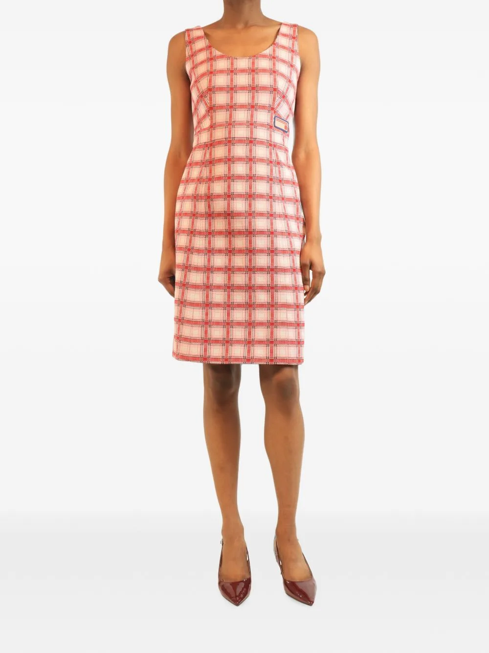 Plaid Sleeveless Midi Dress by Prada Pre-Owned