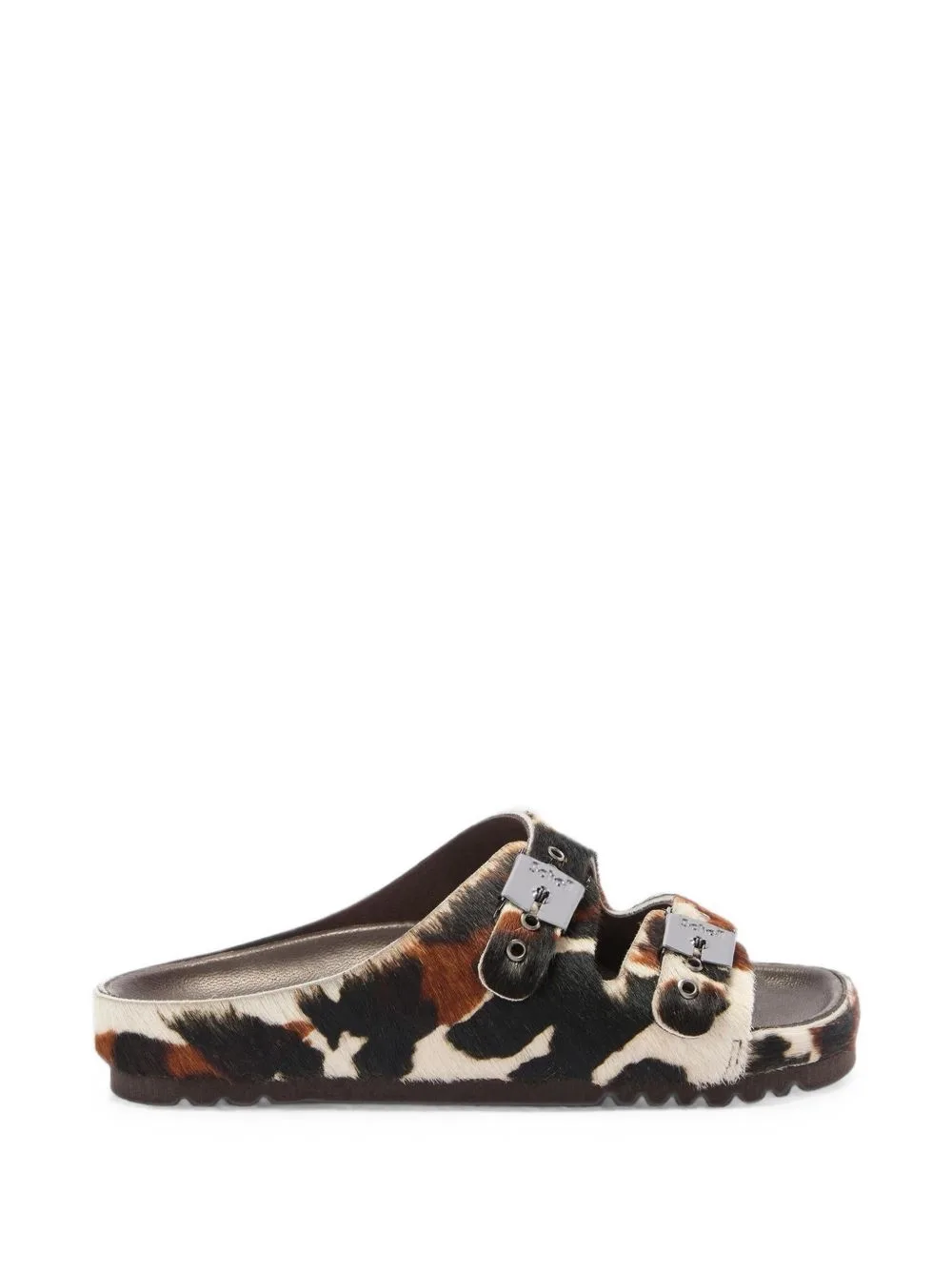 Cow-Print Buckle-Fastening Flat Sandals by Scholl