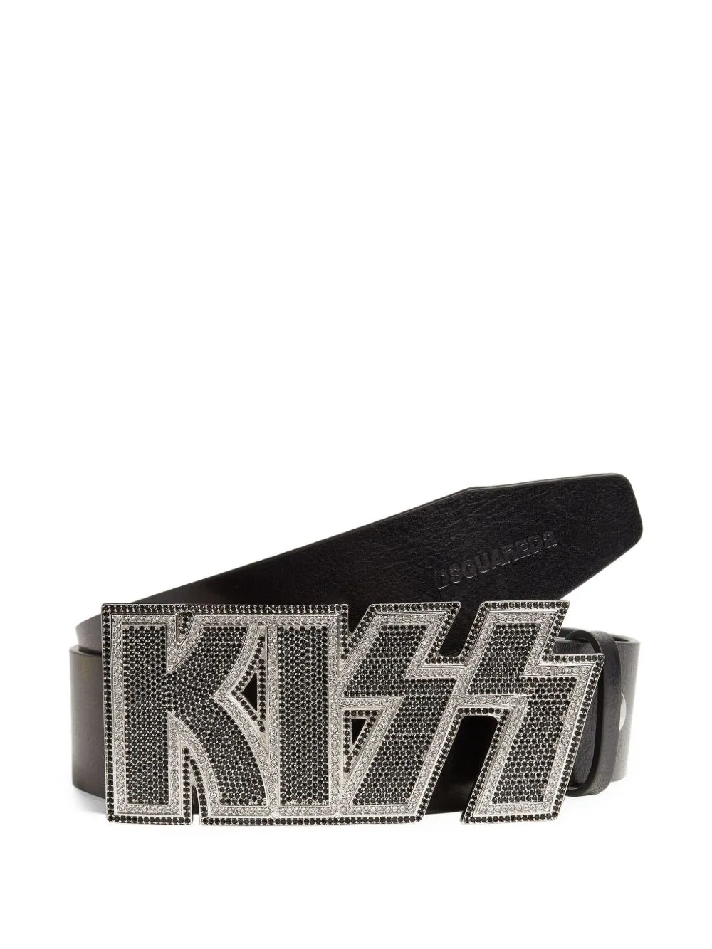 Rhinestone-Embellished Buckle Belt