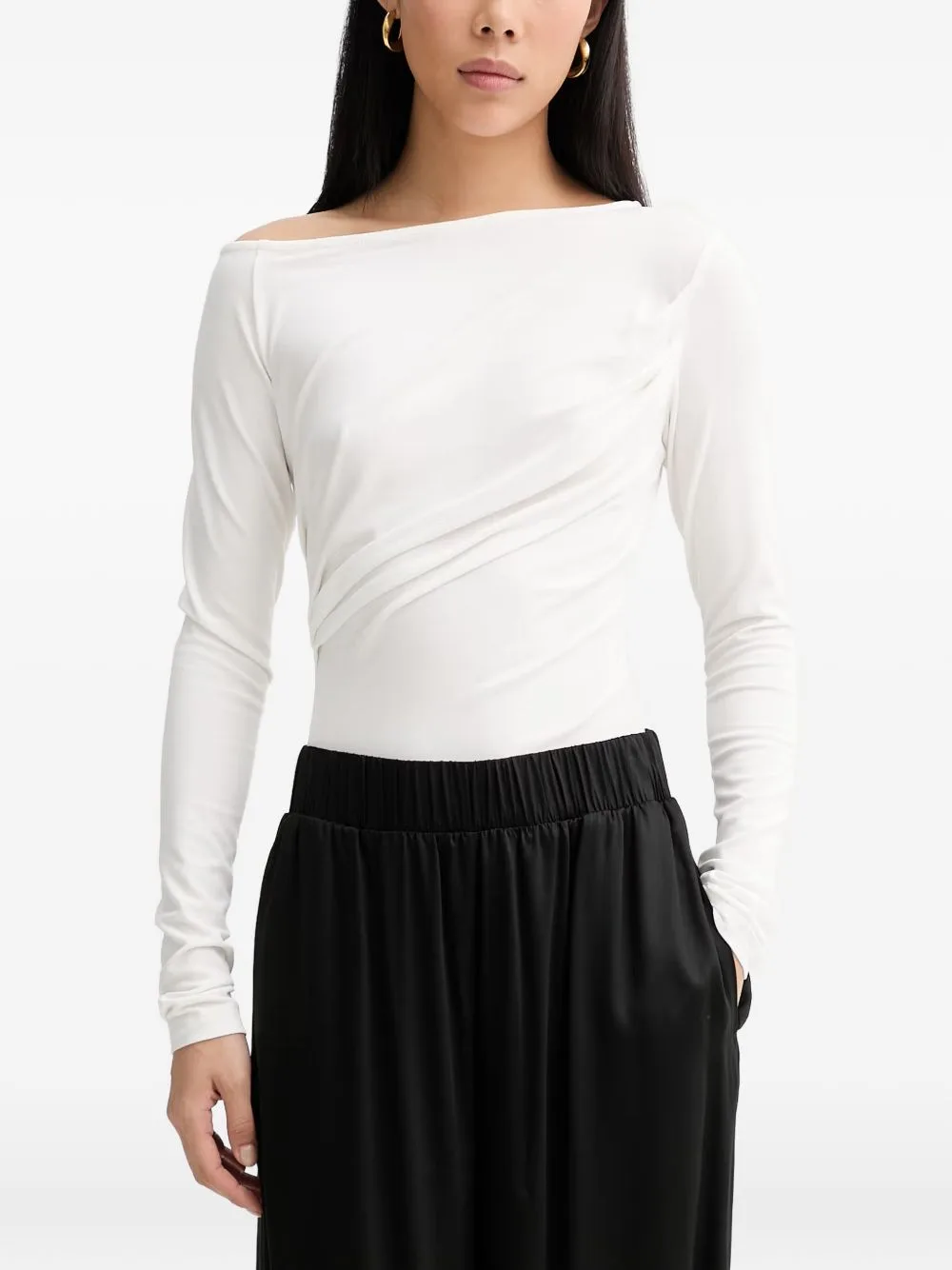 Enza Asymmetric Draped Top by La Mania
