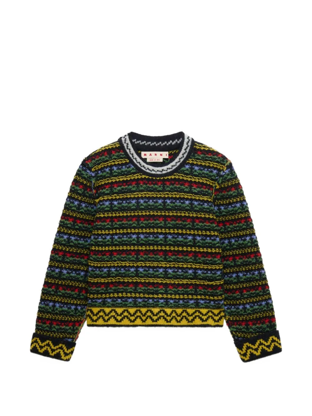 Shetland-Wool Jumper with Fairisle Motif by Marni