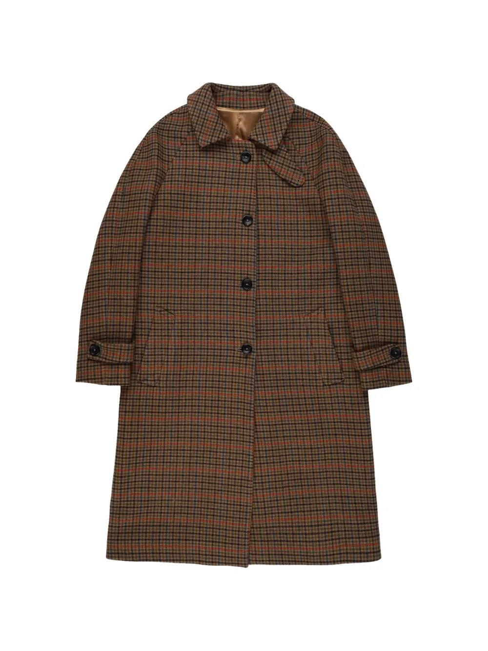 Check-Pattern Single-Breasted Coat by Fortela