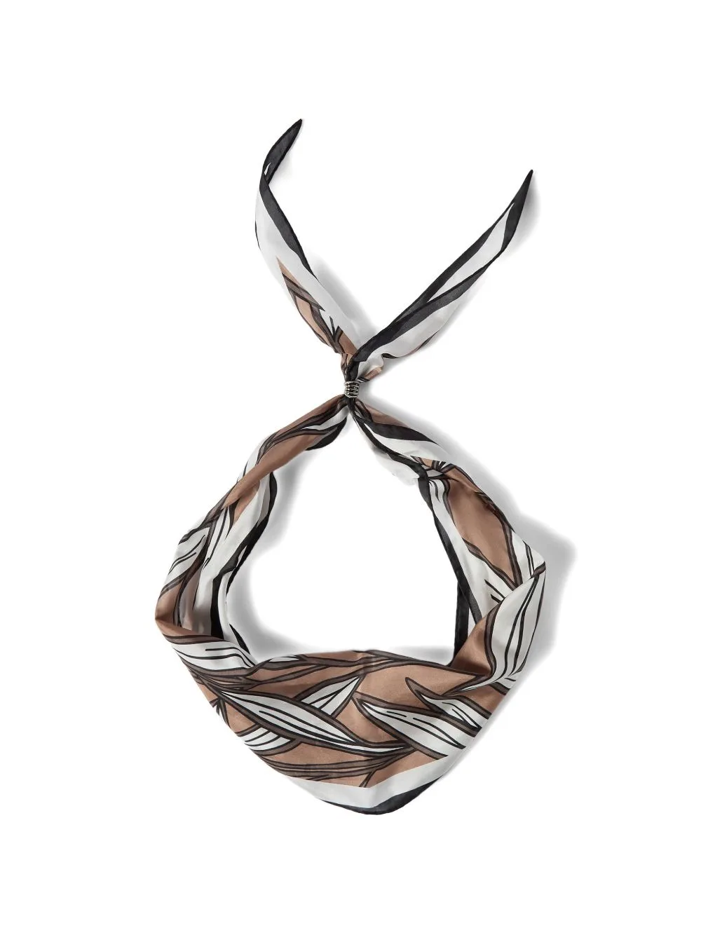 Cacao Leaves Print Silk Foulard by Brunello Cucinelli