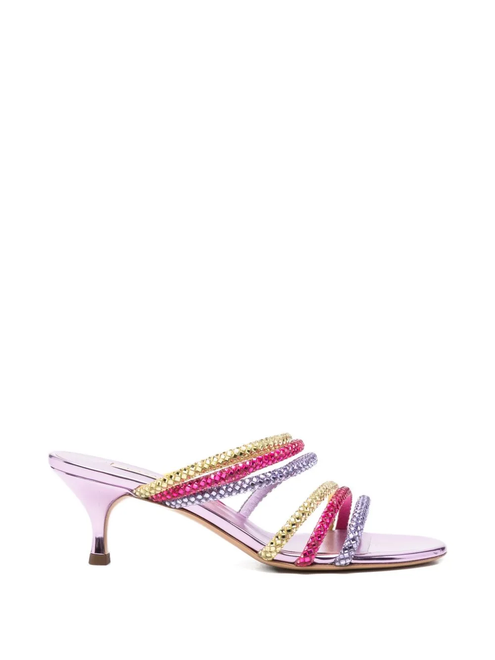 Crystal-Embellished Metallic Sandals by Casadei