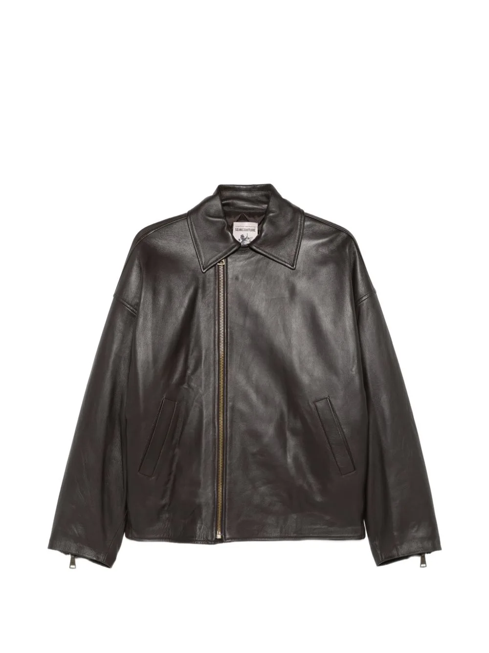 Leather Zip-Up Jacket by Semicouture