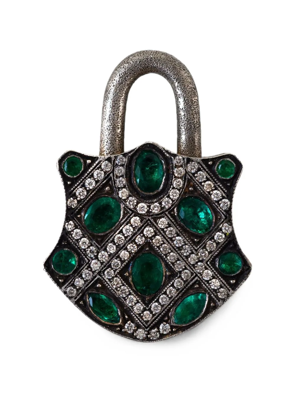 Green Garnet and Diamond Padlock Pendant by Sevan Bıçakçı