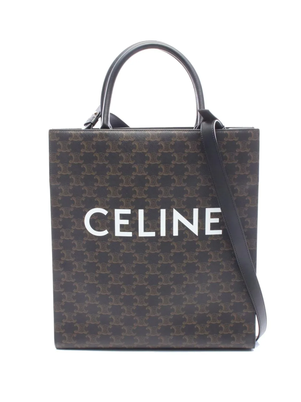 2000-2026 Medium Triomphe Coated Canvas Vertical Cabas Tote Satchel by Celine Pre-Owned