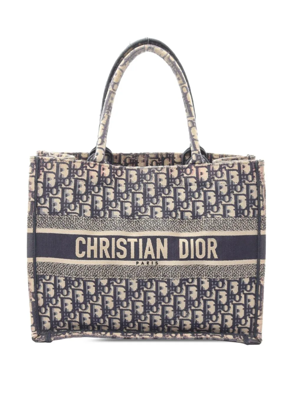 2000-2026 Medium Oblique Embroidered Canvas Book Tote Bag by Christian Dior Pre-Owned