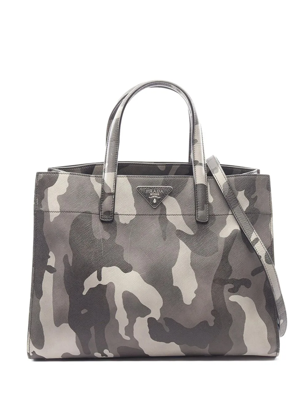 2013-2026 Saffiano Camouflage Soft Triple Pocket Tote Satchel by Prada Pre-Owned