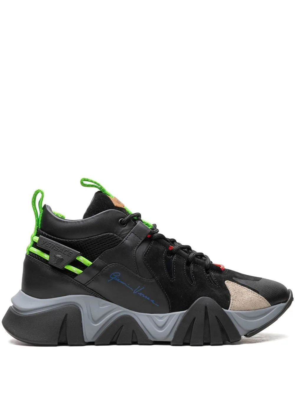 Squalo Black/Fluorescent Green Sneakers by Versace