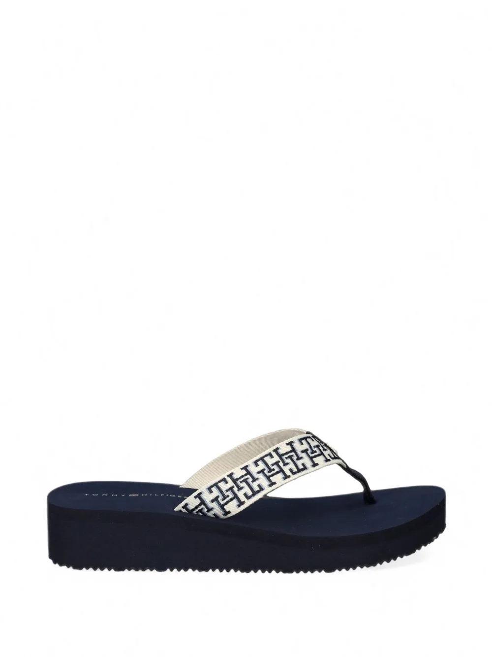The Monogram-Print Platform Flip-Flops by Tommy Hilfiger