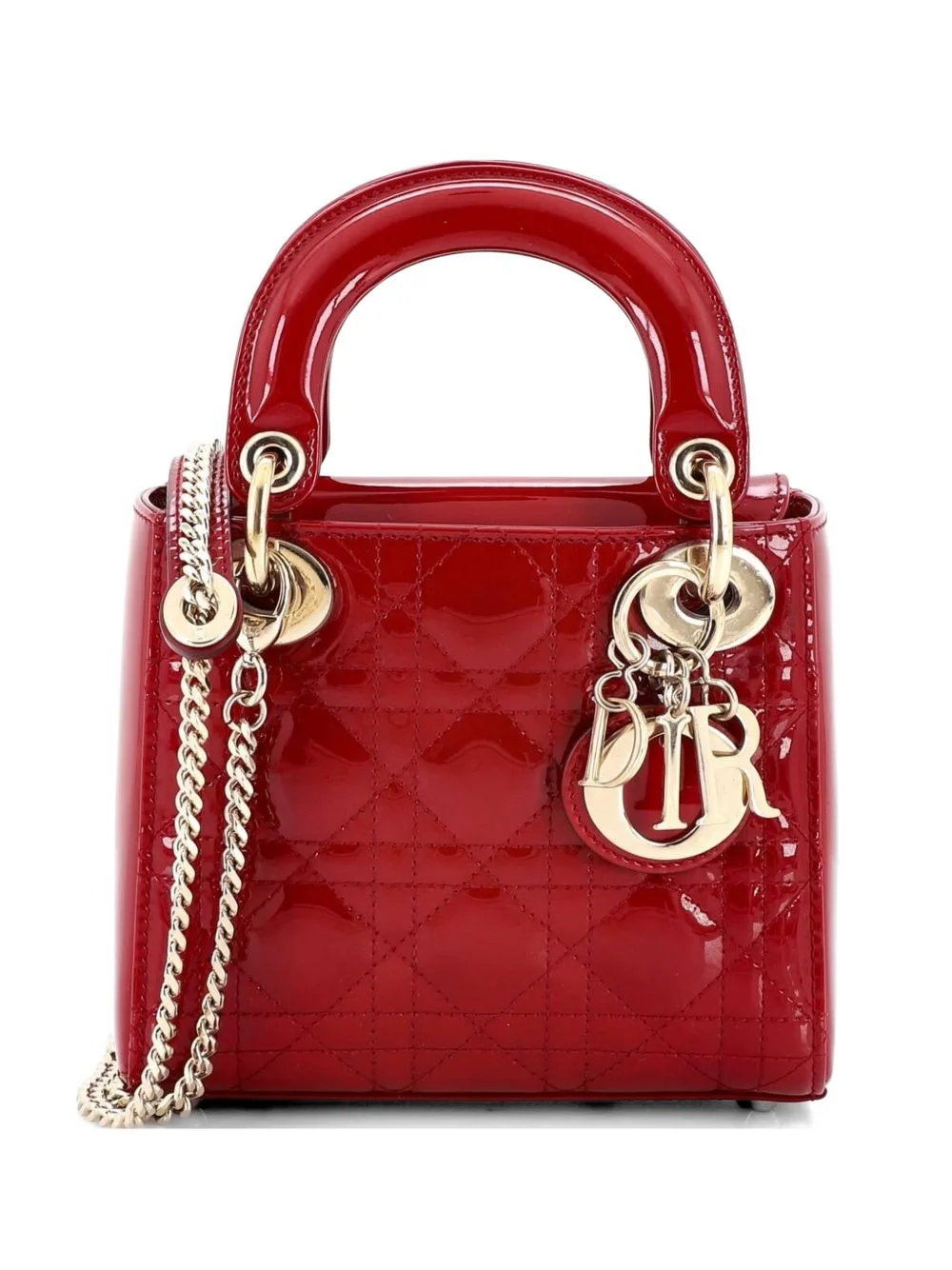 Lady Dior Chain Bag Cannage Quilt Patent Mini Satchel