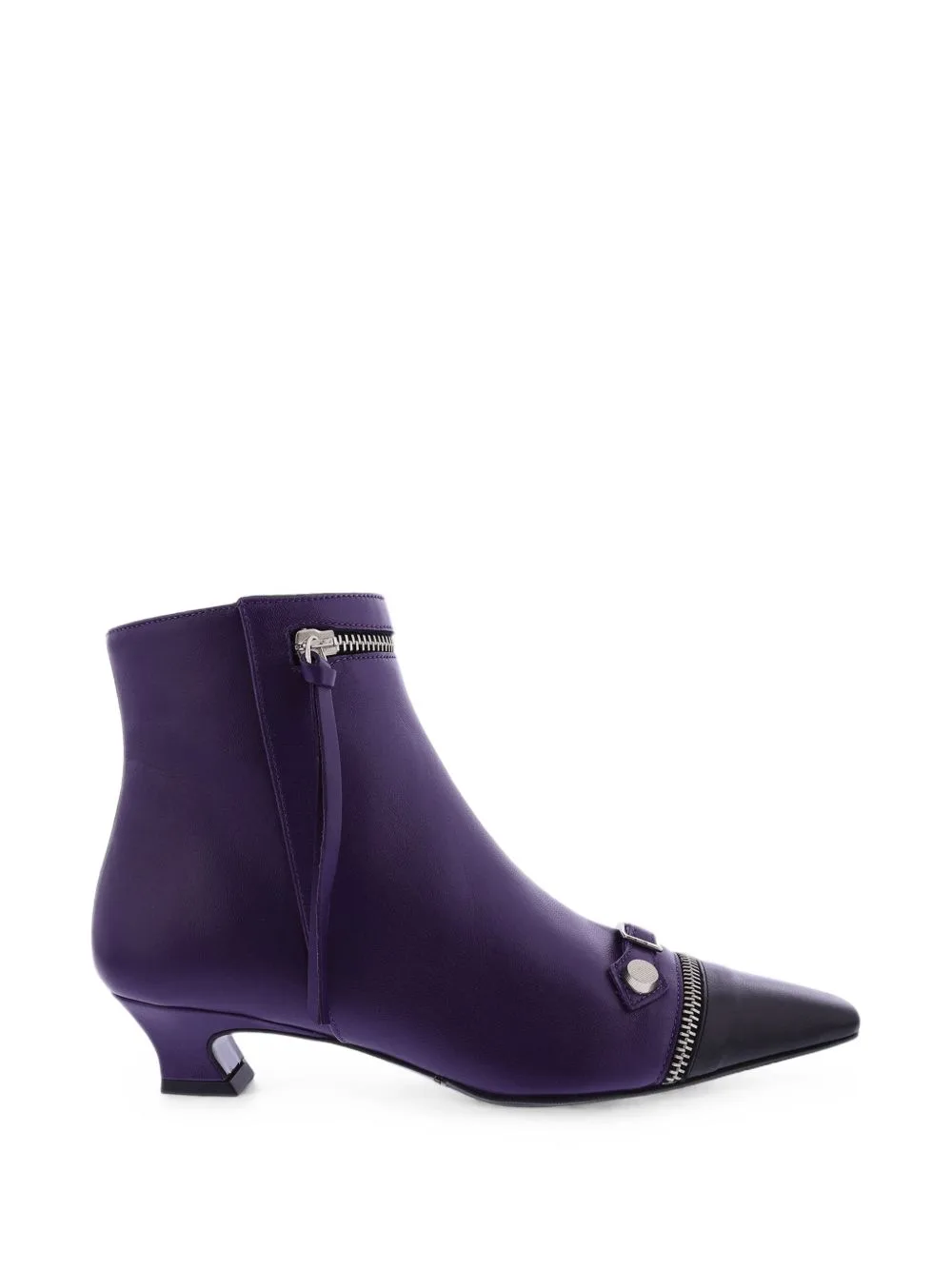 Zip-Embellished Leather Ankle Boots by Paris Punk