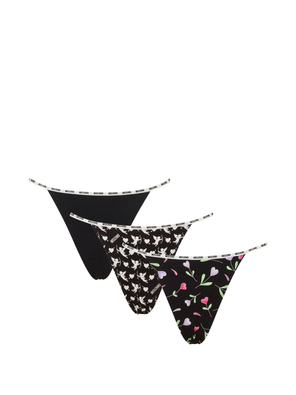 Logo-Waistband Thongs (set of Three) by Moschino