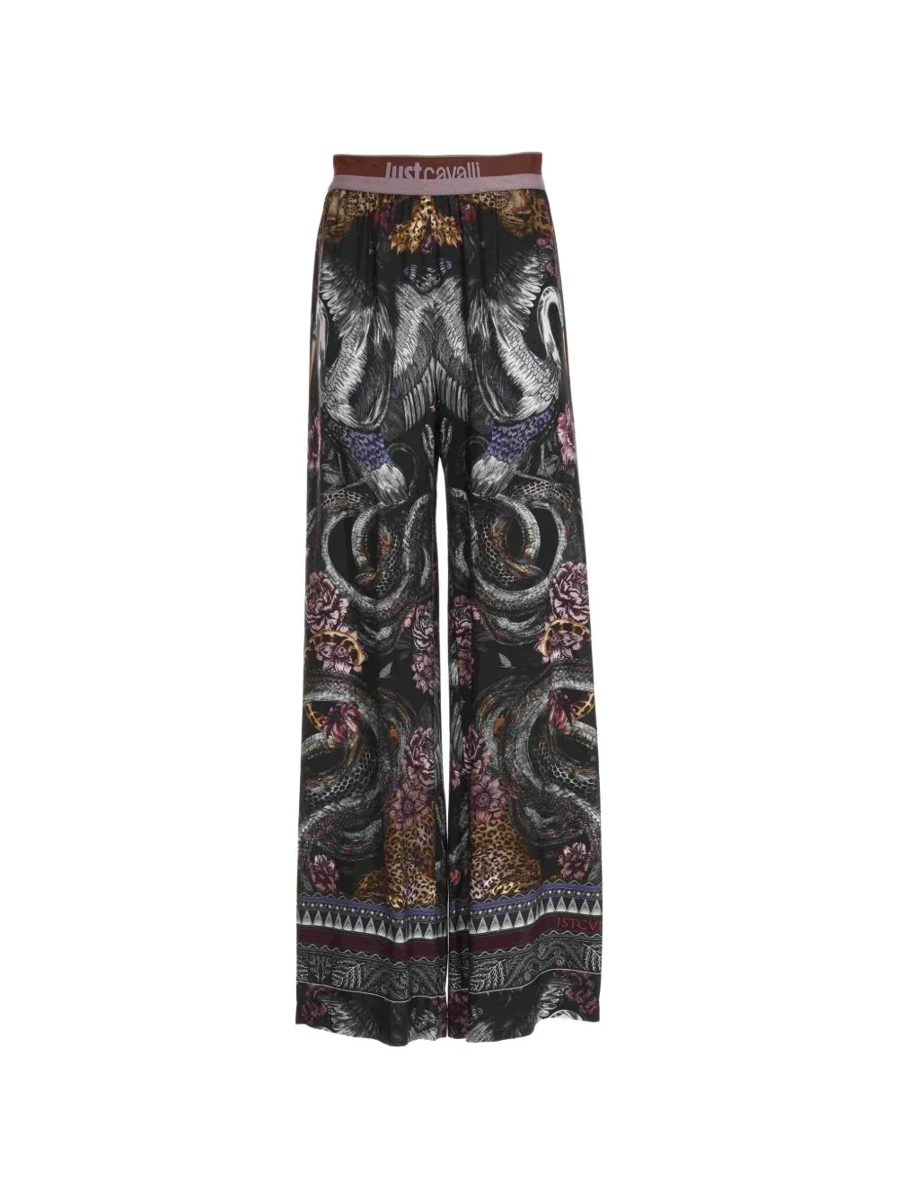Graphic-Print Logo-Waistband Trousers by Just Cavalli