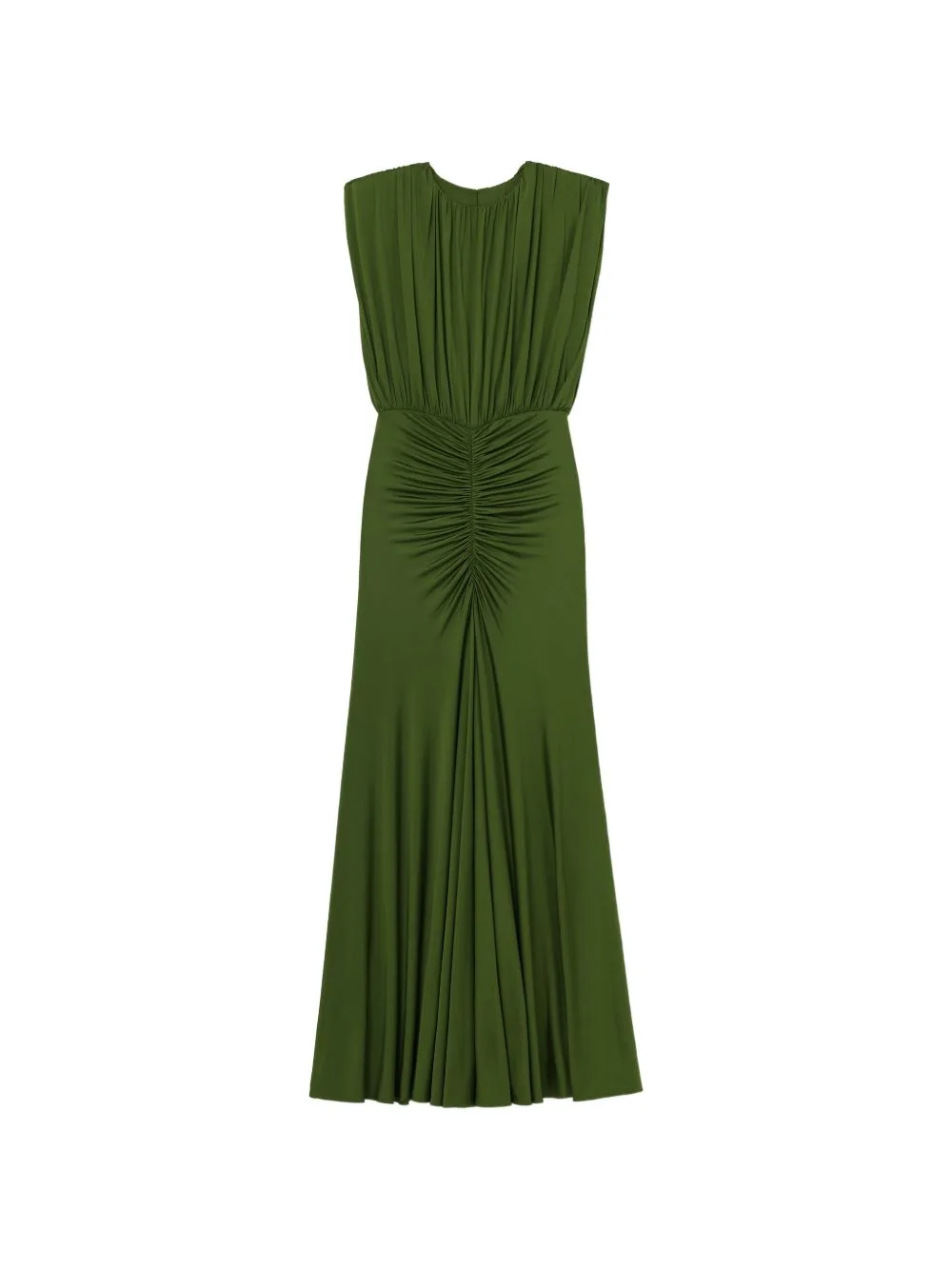 Olive Jersey Gathered Maxi Dress by Self-Portrait