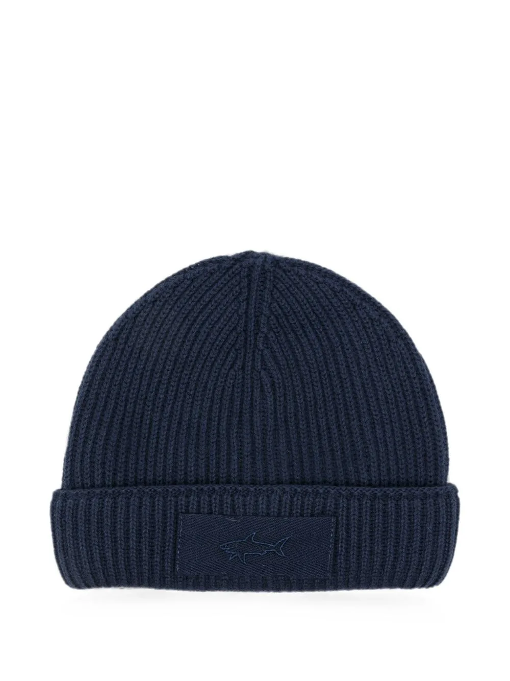 Ribbed Logo-Patch Beanie Hat by Paul & Shark Junior