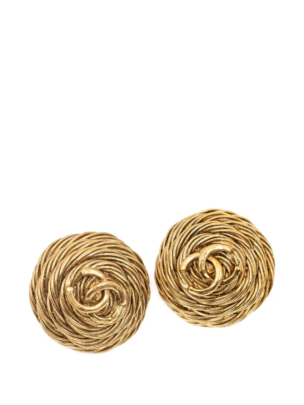 1994 Interlocking CC Woven Earrings by CHANEL Pre-Owned