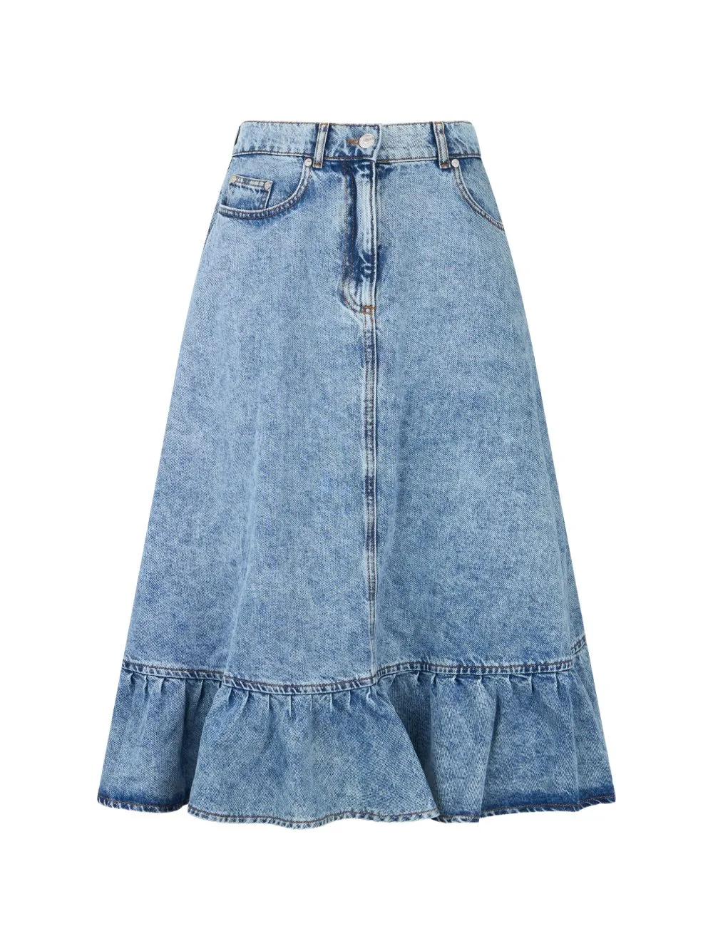 Ruffled Flared Midi Skirt by Moschino