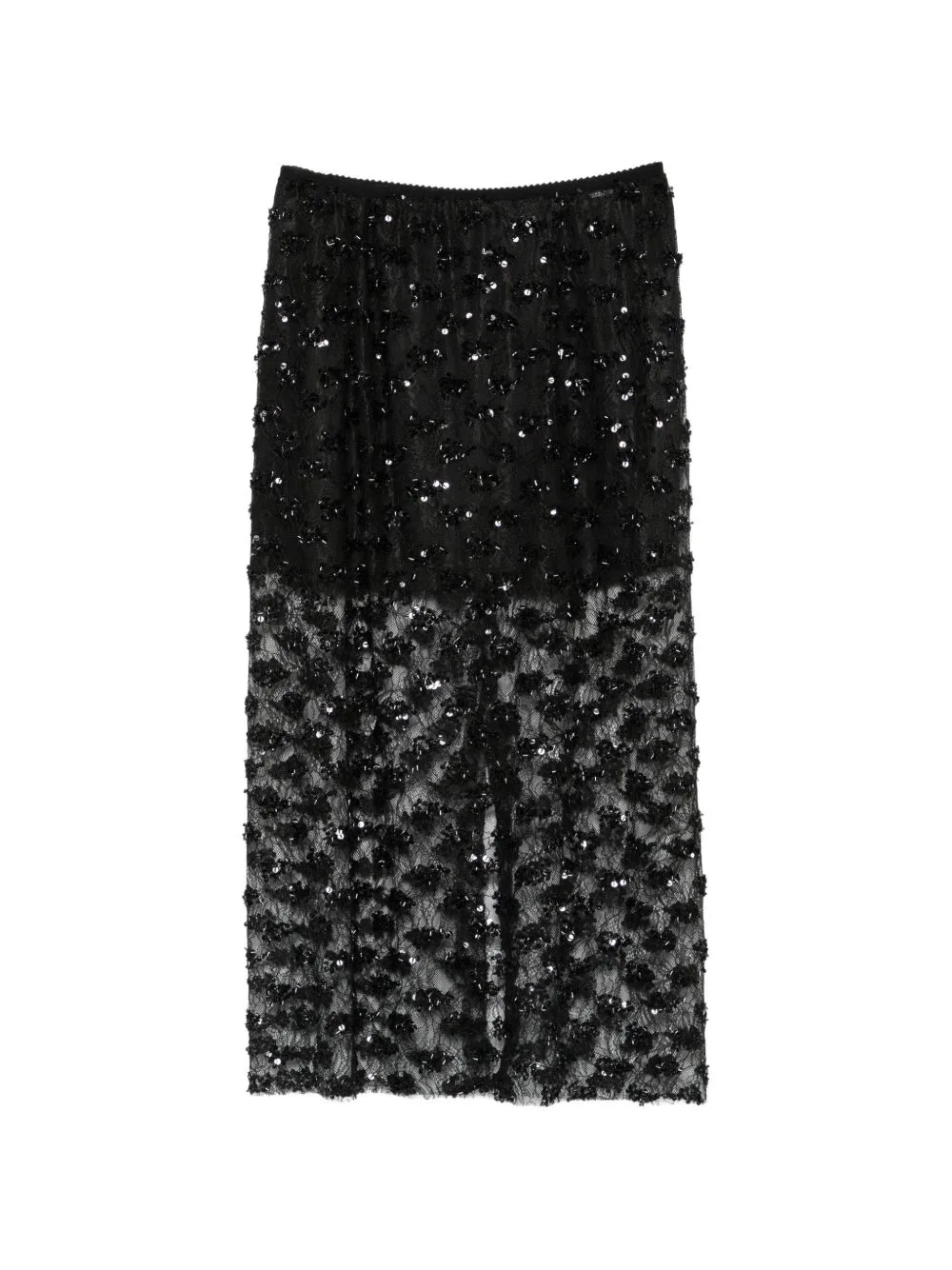 Sequin-Embellished Lace Midi Skirt by DIXIE