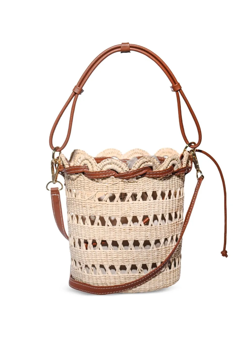 Woven Scalloped Bucket Bag