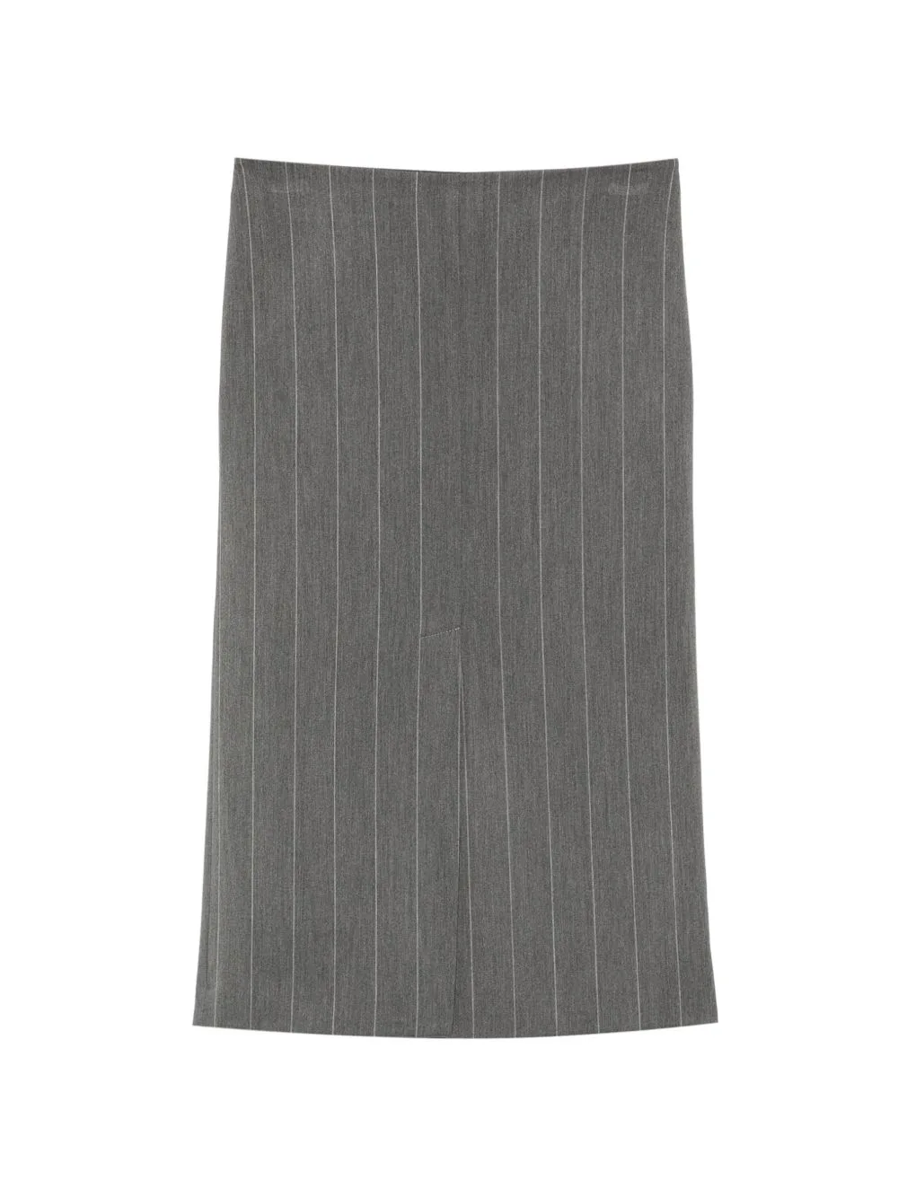 Pinstripe-Pattern Front-Slit Midi Skirt by VICOLO