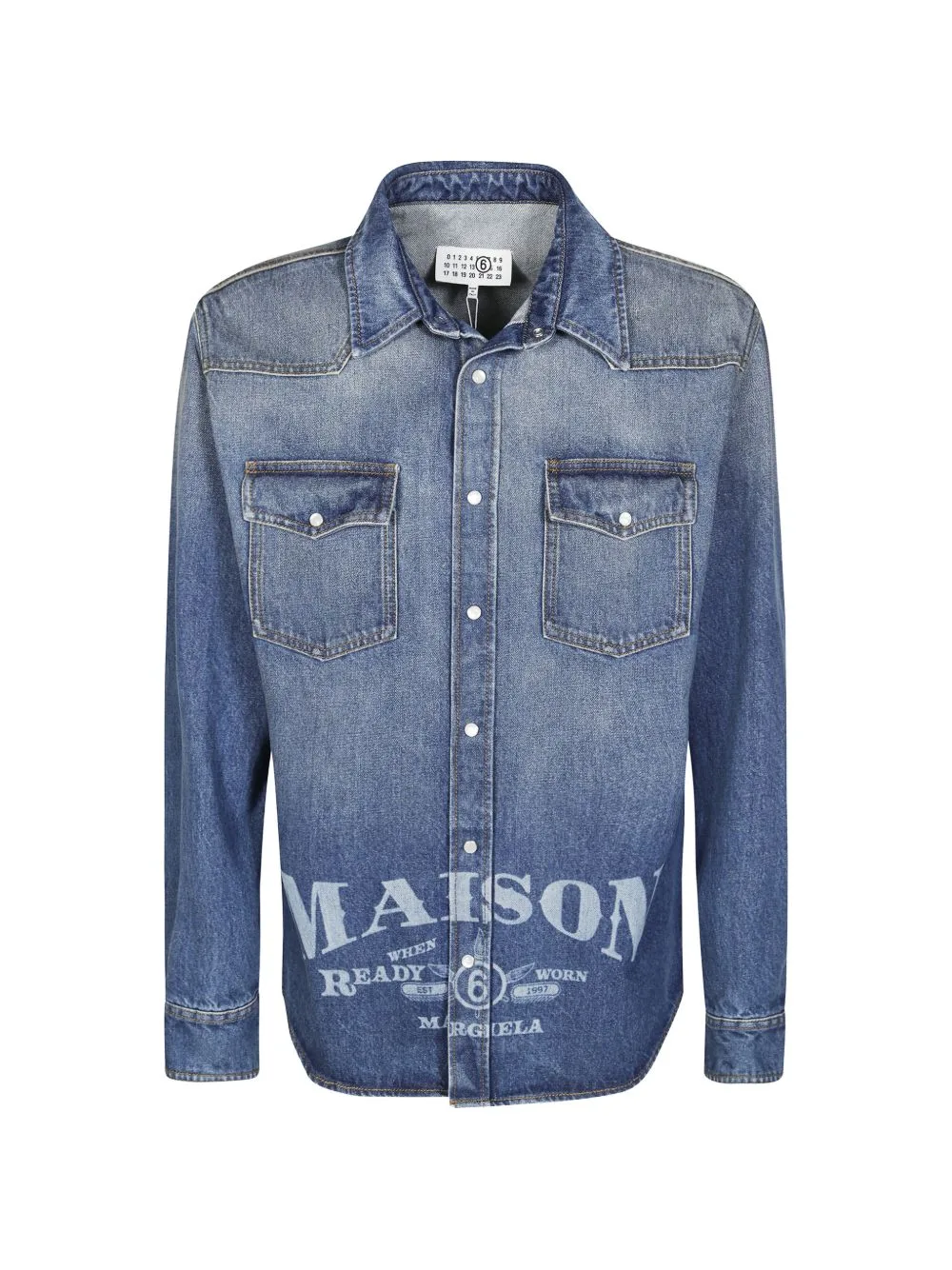 Logo-Print Denim Overshirt by MM6 Maison Margiela
