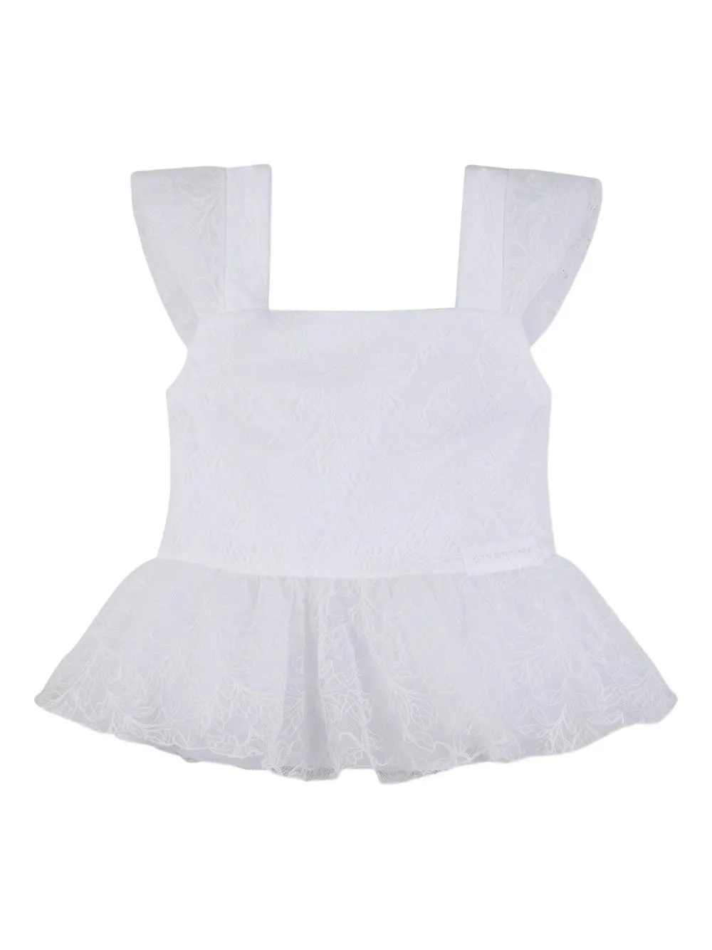 Lace Square-Neck Top by Givenchy Kids