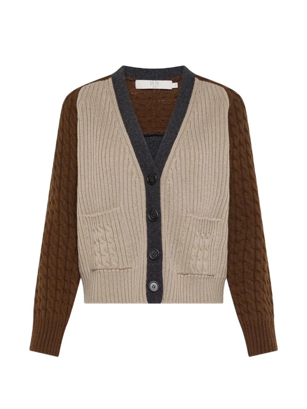 Cable-Knit Colour-Block Cardigan by Seventy