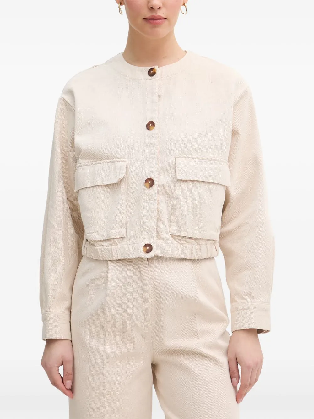 Button-Up Cropped Jacket by Benetton