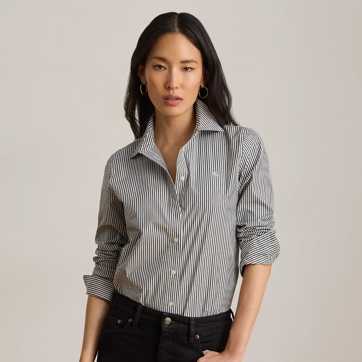 Classic Fit Striped Cotton Shirt by Ralph Lauren Petite