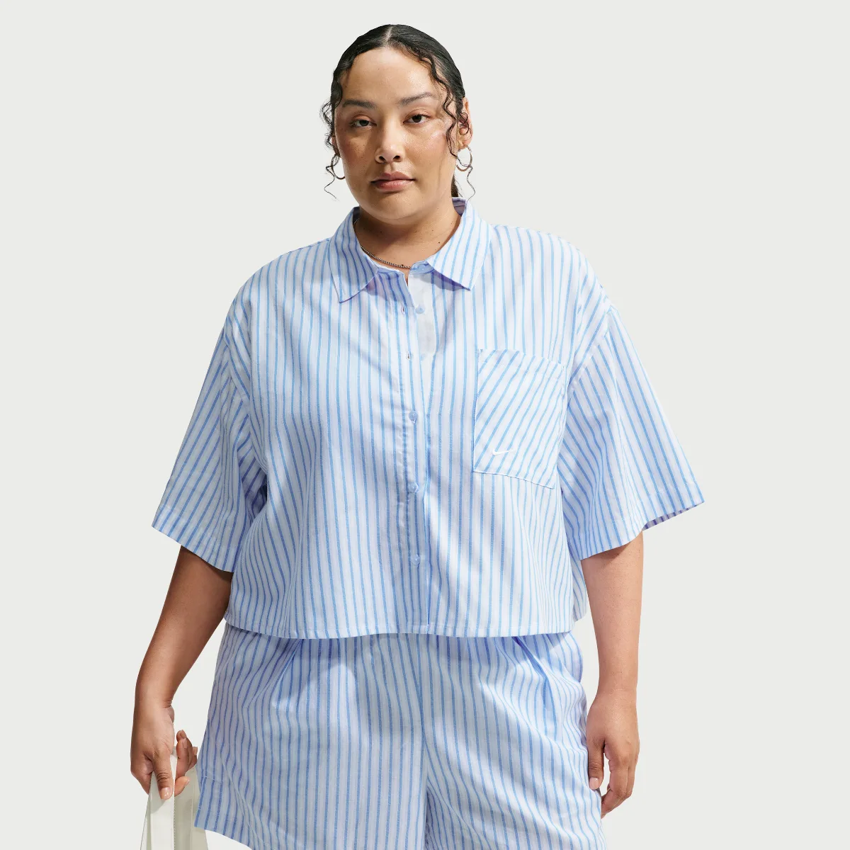 Sportswear Chill Poplin Oversized Striped Top by Nike
