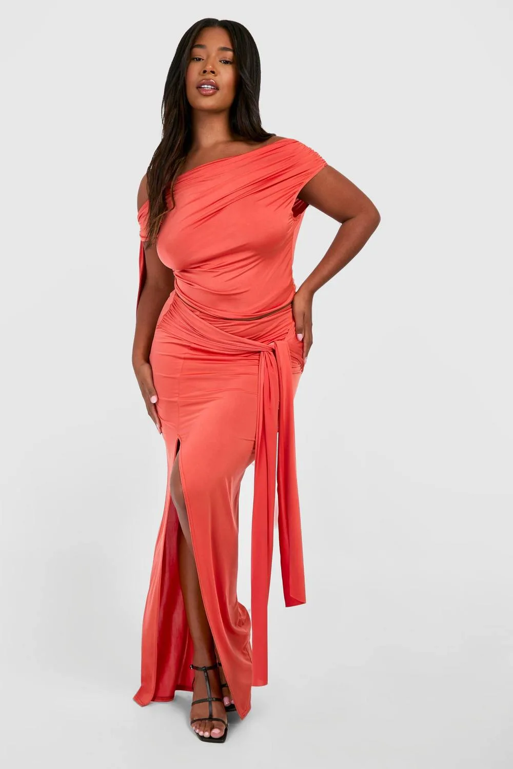 Tie Front Bodycon Maxi Skirt by boohoo