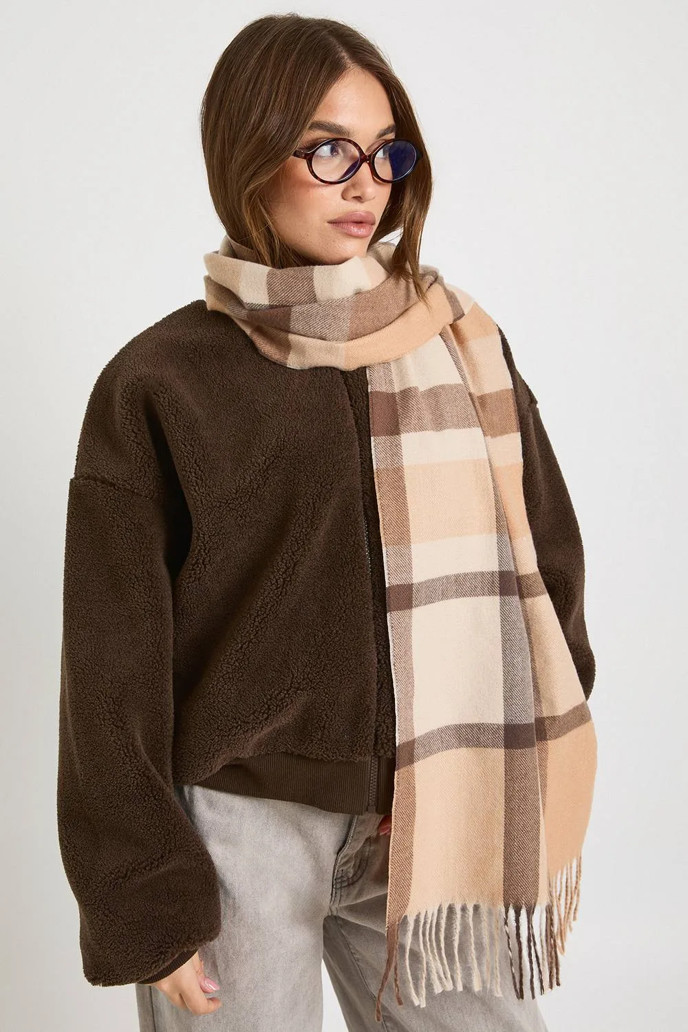 Check Lightweight Blanket Scarf by boohoo