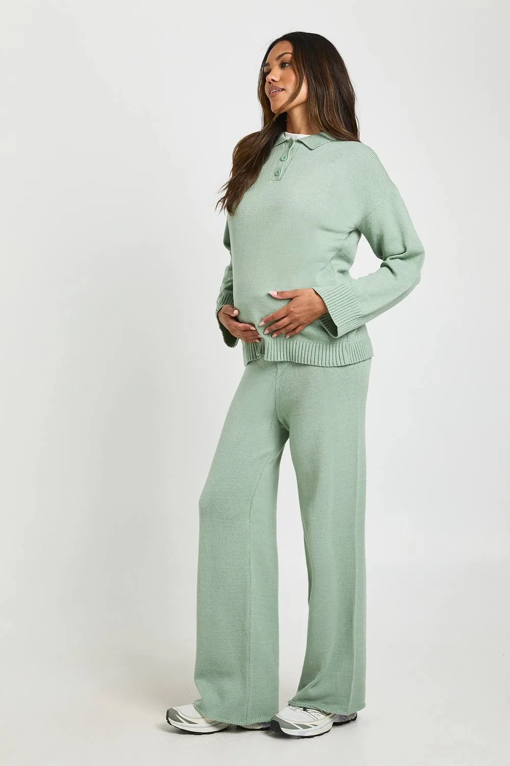 Collared Button Down Jumper & Straight Leg Trouser Co-Ord by boohoo